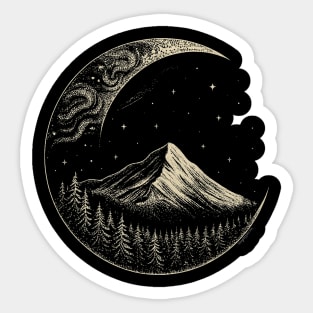 Cosmic Moon - Forest, Mountain and Stars Sticker